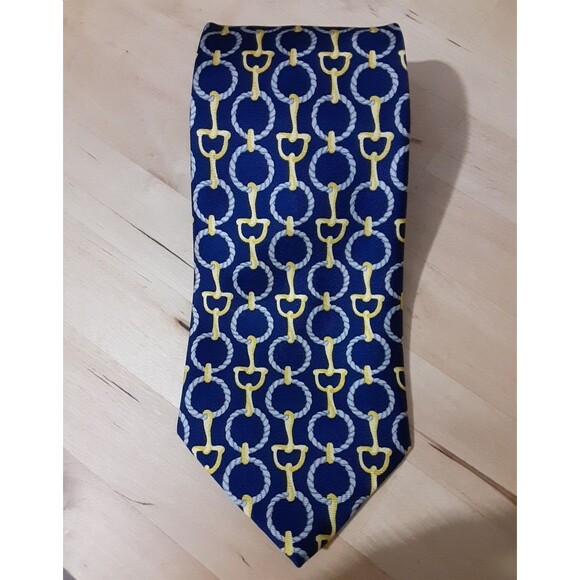 NWT Silk Tie Blue With Horse Bit Pattern Jonelle Made in Engalnd - Picture 6 of 6